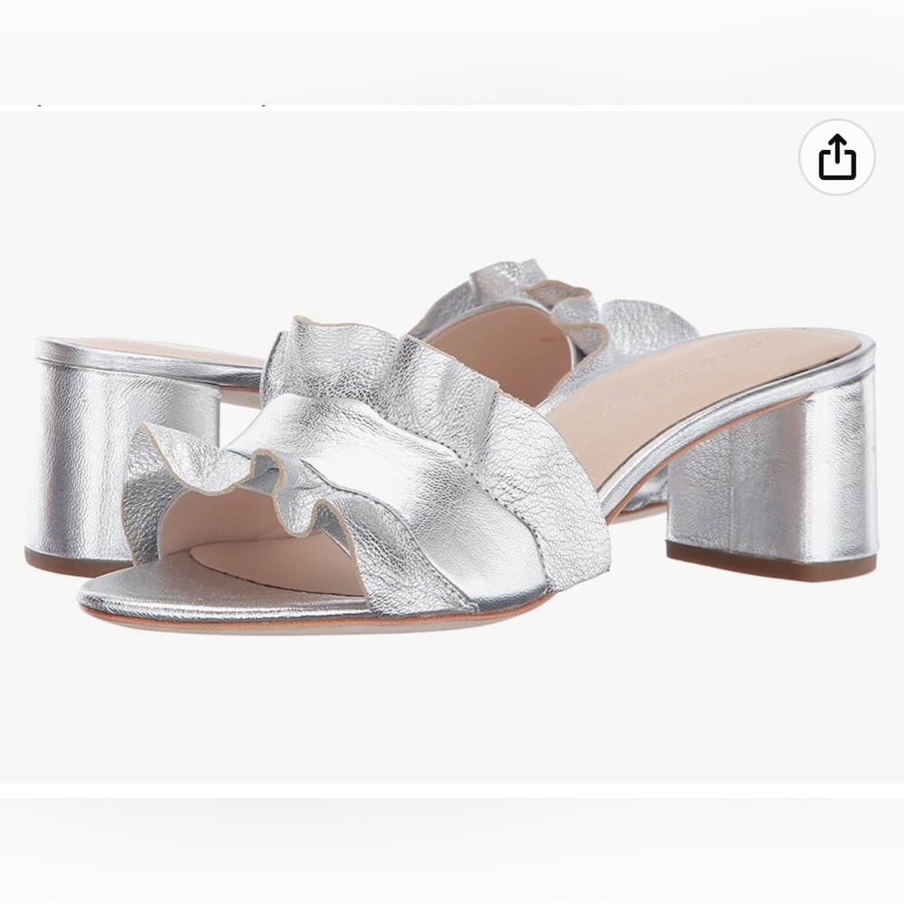 LOEFFLER RANDALL Vera Silver Ruffle Mule Sandals